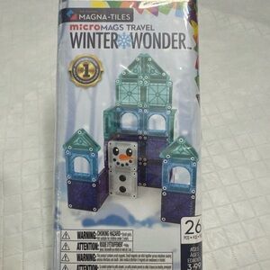 Magna-Tiles MicroMags Travel Winter Wonder Magnetic Building Set - Teal & Blue